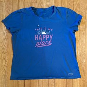Women’s Life Is Good This Is My Happy Place Short-Sleeved Crew Neck T-Shirt, 2XL